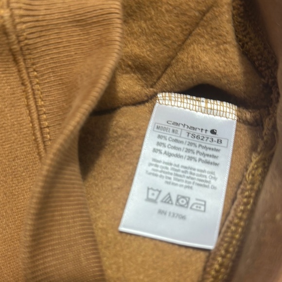 Carhartt Brown Fleece Hoodie with Half-Zip - Picture 7 of 8